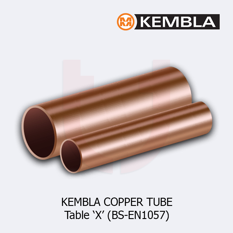 Two short copper water pipes of different sizes, supplied by Unitrade.